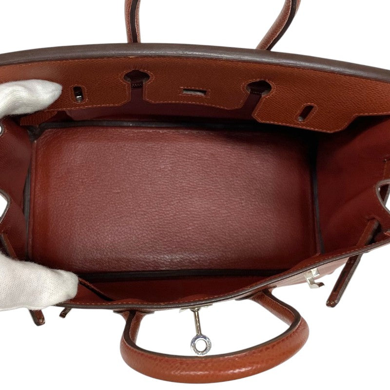 エルメス HERMES バーキン25 □M刻 シエンヌ シルバー金具 エプソン レディース ハンドバッグ