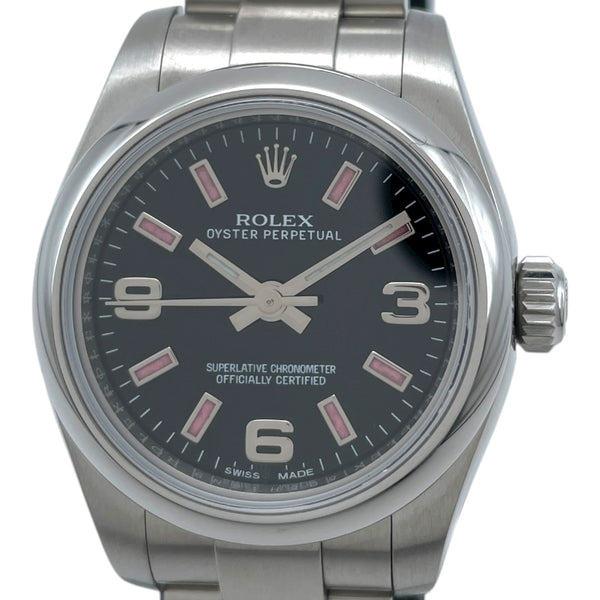 ロレックス ROLEX オイスターパーペチュアル26 176200 ブラック SS 自動巻き レディース 腕時計