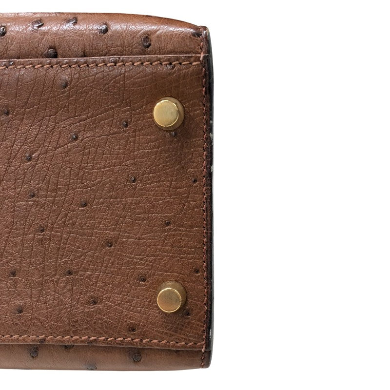 エルメス HERMES ケリー32 ブラウン ゴールド金具 オーストリッチ レディース ショルダーバッグ
