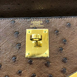 エルメス HERMES ケリー32 ブラウン ゴールド金具 オーストリッチ レディース ショルダーバッグ