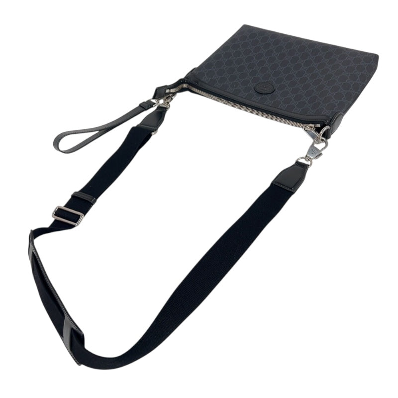 グッチ GUCCI インターロッキングG付き　メッセンジャーバッグ 726833 ブラック　シルバー金具 GGスプリーム メンズ メッセンジャーバッグ