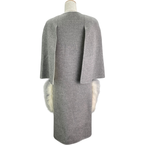 フェンディ FENDI フォックスファーポケットケープコート FF8369 グレー ウール レディース その他アウター