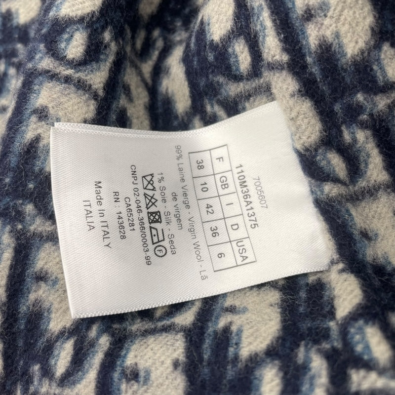 クリスチャン・ディオール Christian Dior オブリーク総柄ベルト付きコート 110M36A1375 ネイビー ウール レディース その他アウター