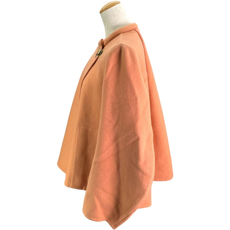 エルメス HERMES カシミヤコートノーカラーコート オレンジ カシミヤ