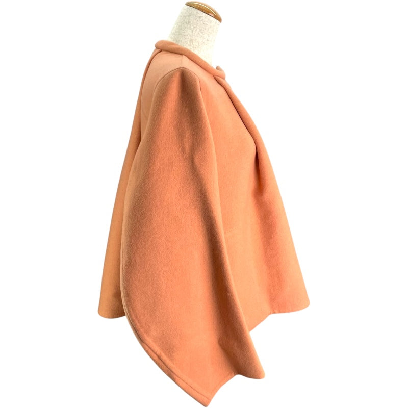 エルメス HERMES カシミヤコートノーカラーコート オレンジ カシミヤ