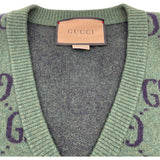 グッチ GUCCI GGジャガード長袖ニットセーター 678942 グリーン ウール メンズ セーター