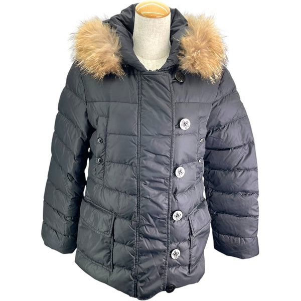 モンクレール MONCLER MESS ファー付ダウンジャケット ブラック ナイロン レディース ダウンジャケット