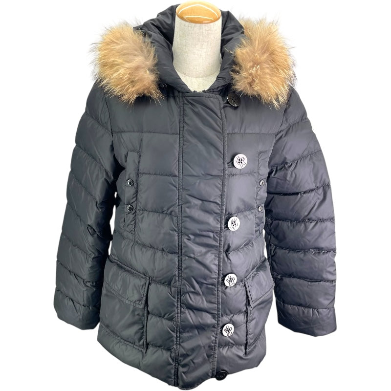 モンクレール MONCLER MESS ファー付ダウンジャケット ブラック ナイロン レディース ダウンジャケット