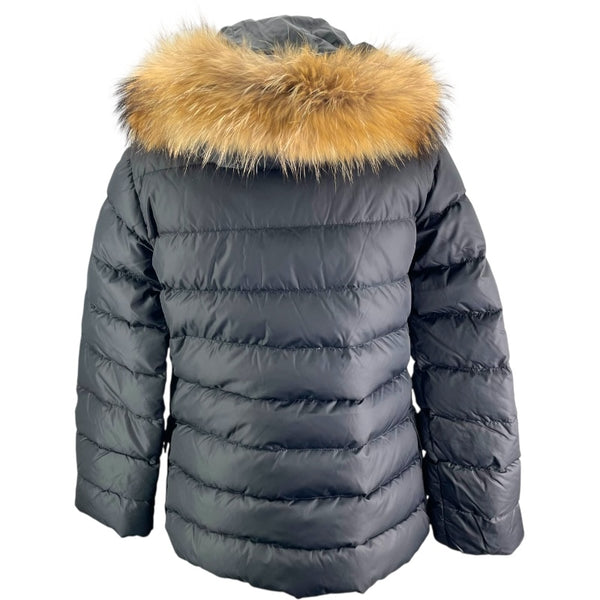モンクレール MONCLER MESS ファー付ダウンジャケット ブラック ナイロン レディース ダウンジャケット