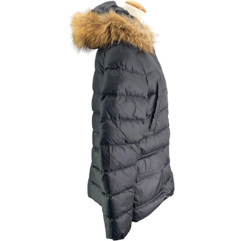 モンクレール MONCLER MESS ファー付ダウンジャケット ブラック ナイロン レディース ダウンジャケット