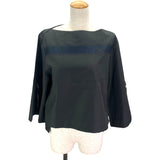 エルメス HERMES ロゴ刺繍七分袖シャツ 2E3600D2 ブラック コットン メンズ 半袖シャツ