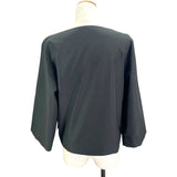 エルメス HERMES ロゴ刺繍七分袖シャツ 2E3600D2 ブラック コットン メンズ 半袖シャツ