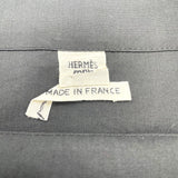 エルメス HERMES ロゴ刺繍七分袖シャツ 2E3600D2 ブラック コットン メンズ 半袖シャツ