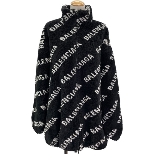 バレンシアガ BALENCIAGA ロゴ総柄ボアフリースジャケット 595049 ブラック アクリル レディース その他アウター
