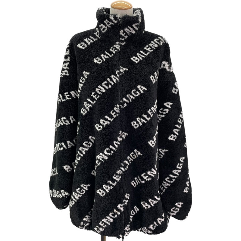 バレンシアガ BALENCIAGA ロゴ総柄ボアフリースジャケット 595049 ブラック アクリル レディース その他アウター