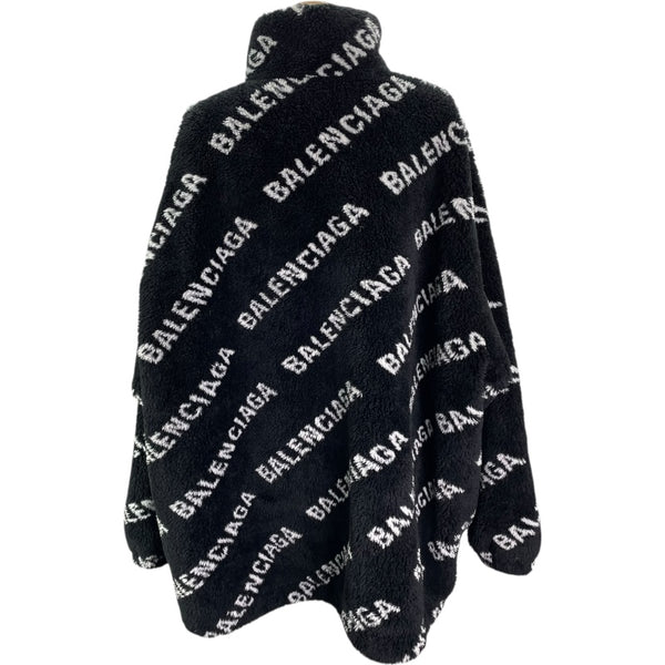 バレンシアガ BALENCIAGA ロゴ総柄ボアフリースジャケット 595049 ブラック アクリル レディース その他アウター