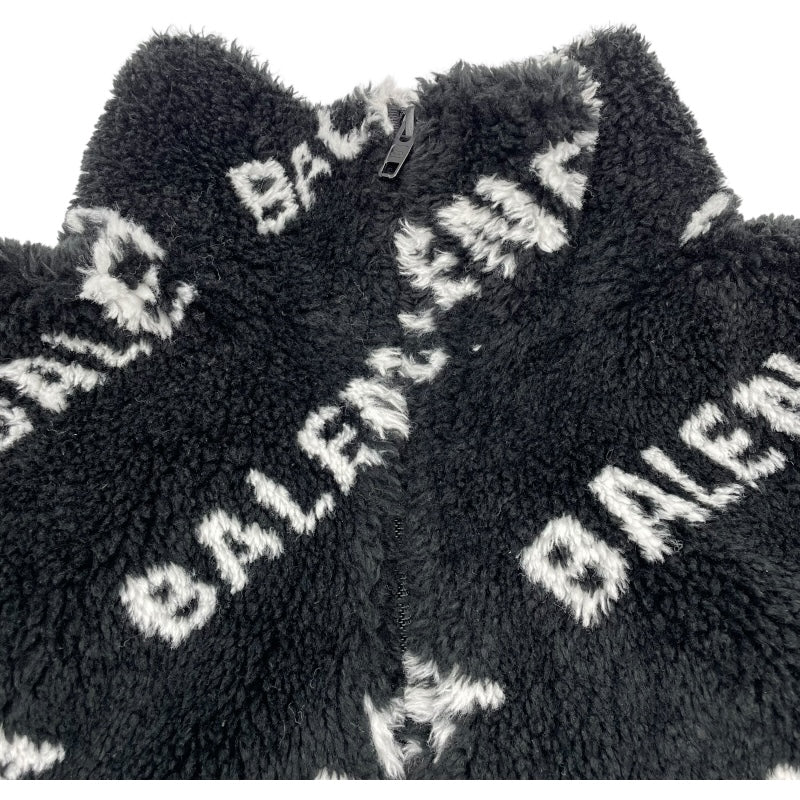 バレンシアガ BALENCIAGA ロゴ総柄ボアフリースジャケット 595049 ブラック アクリル レディース その他アウター