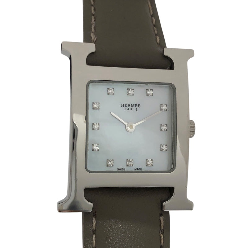 エルメス HERMES Hｳｫｯﾁ ﾎﾜｲﾄｼｪﾙ HH1.210 SS/社外ベルト/純正尾錠 レディース 腕時計