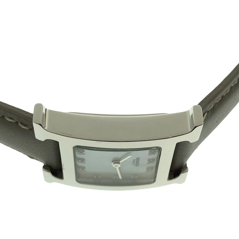 エルメス HERMES Hｳｫｯﾁ ﾎﾜｲﾄｼｪﾙ HH1.210 SS/社外ベルト/純正尾錠 レディース 腕時計