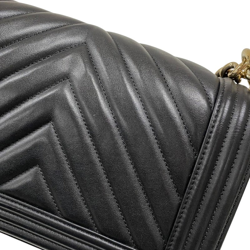 シャネル CHANEL ボーイシャネル25 Vステッチ A67086 ブラック ゴールド金具 ラムスキン レディース ショルダーバッグ