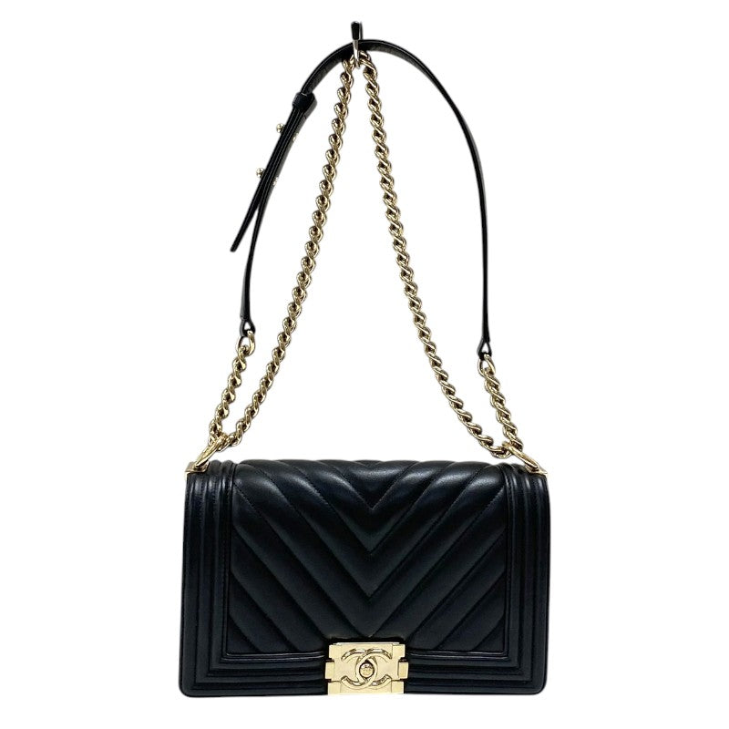 シャネル CHANEL ボーイシャネル25 Vステッチ A67086 ブラック ゴールド金具 ラムスキン レディース ショルダーバッグ