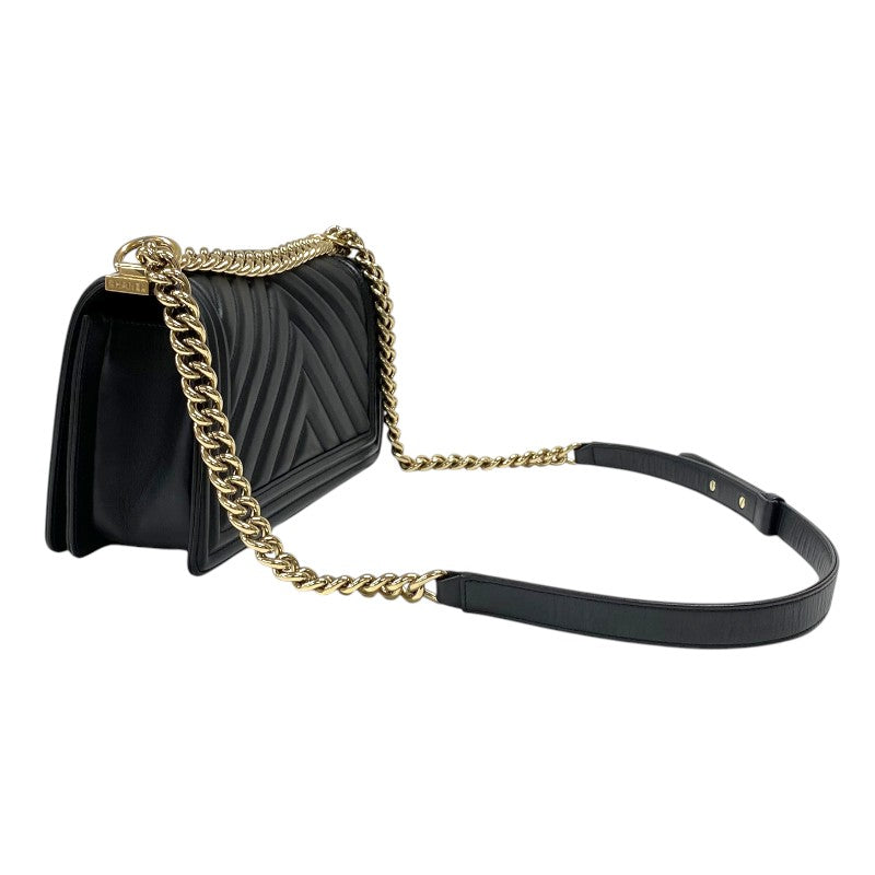 シャネル CHANEL ボーイシャネル25 Vステッチ A67086 ブラック ゴールド金具 ラムスキン レディース ショルダーバッグ