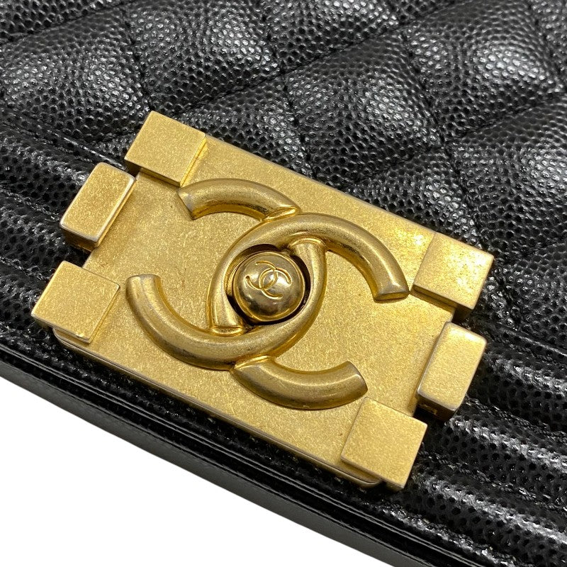 シャネル CHANEL ボーイシャネル20 A67085 ブラック ゴールド金具 キャビアスキン レディース ショルダーバッグ