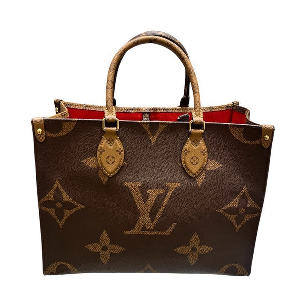 ルイ・ヴィトン LOUIS VUITTON オンザゴーMM M44576 ブラウン モノグラム・ジャイアント・リバース レディース ハンドバッグ