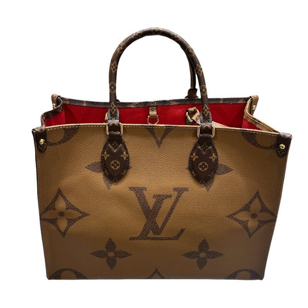 ルイ・ヴィトン LOUIS VUITTON オンザゴーMM M44576 ブラウン モノグラム・ジャイアント・リバース レディース ハンドバッグ