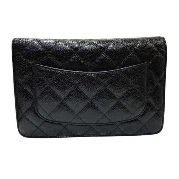 シャネル CHANEL マトラッセチェーンウォレット A33814 ブラック シルバー金具 マットキャビアスキン レディース ショルダーバッグ