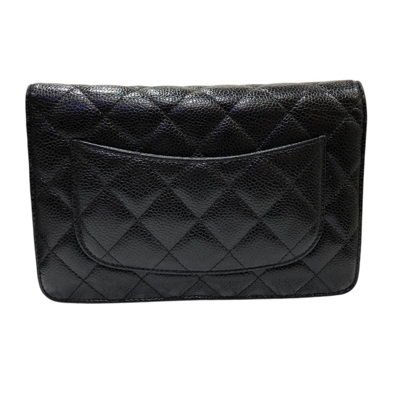 シャネル CHANEL マトラッセチェーンウォレット A33814 ブラック シルバー金具 マットキャビアスキン レディース ショルダーバッグ