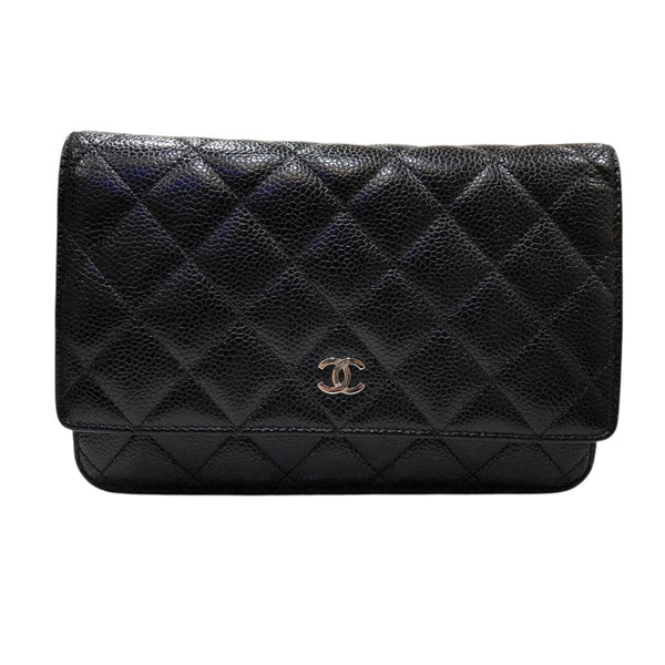 シャネル CHANEL マトラッセチェーンウォレット A33814 ブラック シルバー金具 マットキャビアスキン レディース ショルダーバッグ