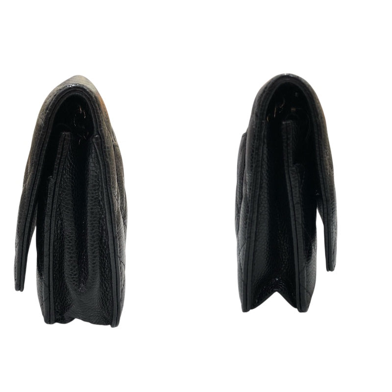 シャネル CHANEL マトラッセチェーンウォレット A33814 ブラック シルバー金具 マットキャビアスキン レディース ショルダーバッグ