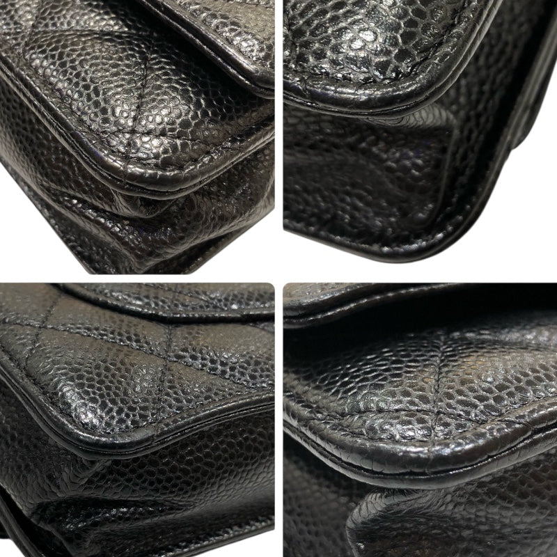 シャネル CHANEL マトラッセチェーンウォレット A33814 ブラック シルバー金具 マットキャビアスキン レディース ショルダーバッグ