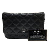 シャネル CHANEL マトラッセチェーンウォレット A33814 ブラック シルバー金具 マットキャビアスキン レディース ショルダーバッグ