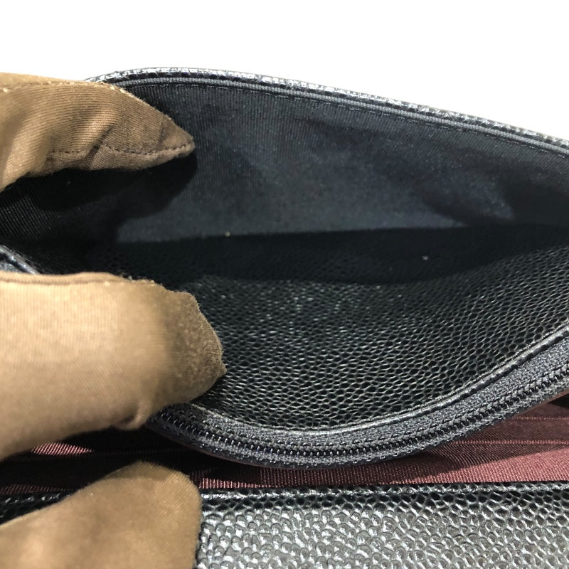 シャネル CHANEL マトラッセチェーンウォレット A33814 ブラック シルバー金具 マットキャビアスキン レディース ショルダーバッグ