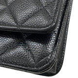 シャネル CHANEL マトラッセ チェーンウォレット AP0250 ブラック シルバー金具 キャビアスキン レディース ショルダーバッグ クラッチバッグ