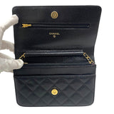シャネル CHANEL マトラッセ チェーンウォレット AP0250 ブラック ゴールド金具 キャビアスキン レディース ショルダーバッグ クラッチバッグ