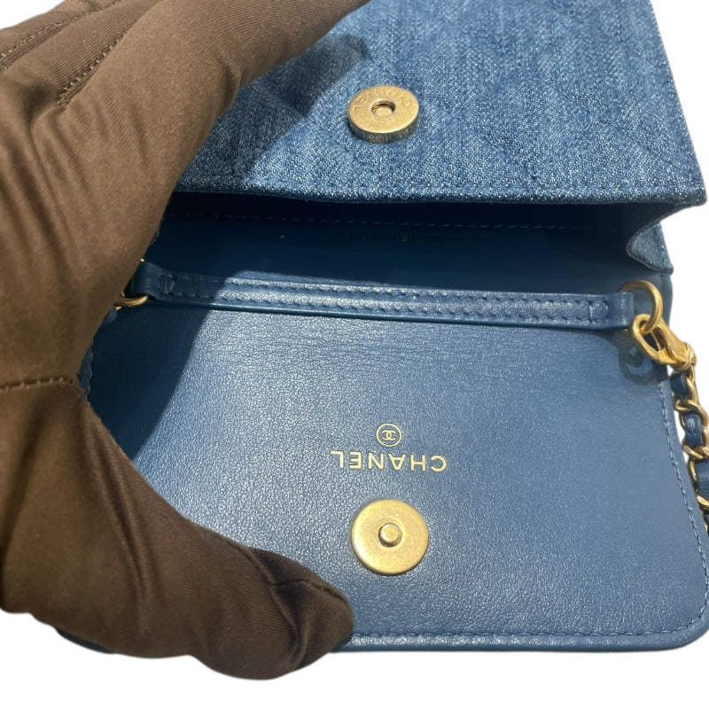 シャネル CHANEL マトラッセミニチェーンウォレット AP1628 デニム ゴールド金具 デニム レディース ウォレットチェーン