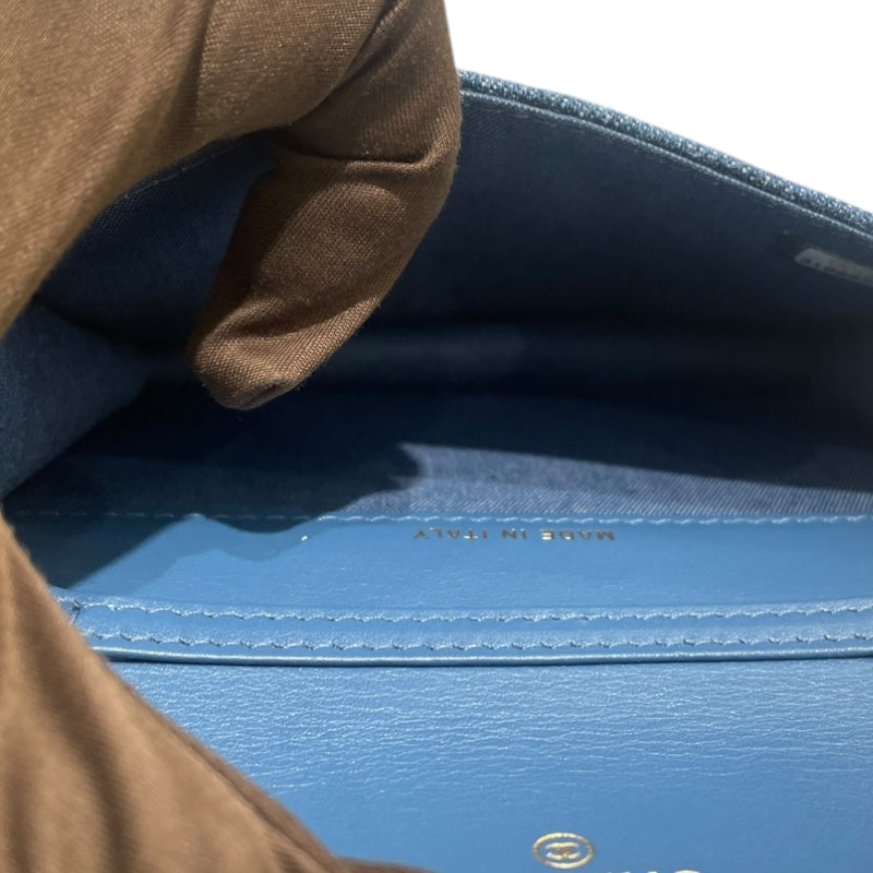 シャネル CHANEL マトラッセミニチェーンウォレット AP1628 デニム ゴールド金具 デニム レディース ウォレットチェーン