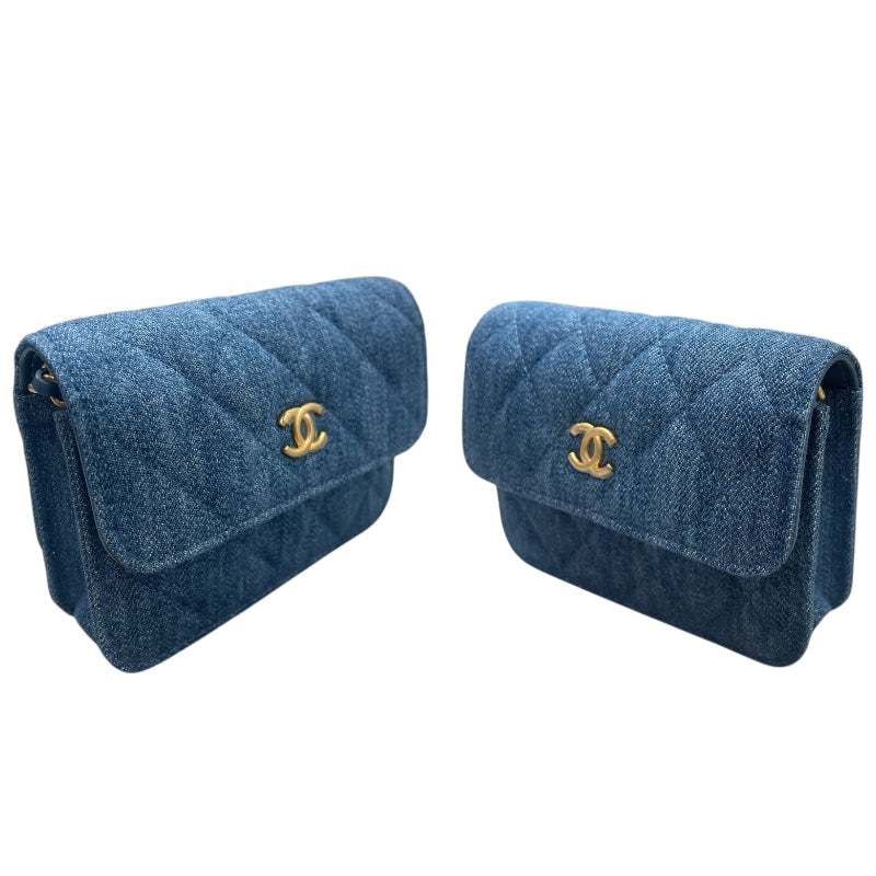 シャネル CHANEL マトラッセミニチェーンウォレット AP1628 デニム ゴールド金具 デニム レディース ウォレットチェーン