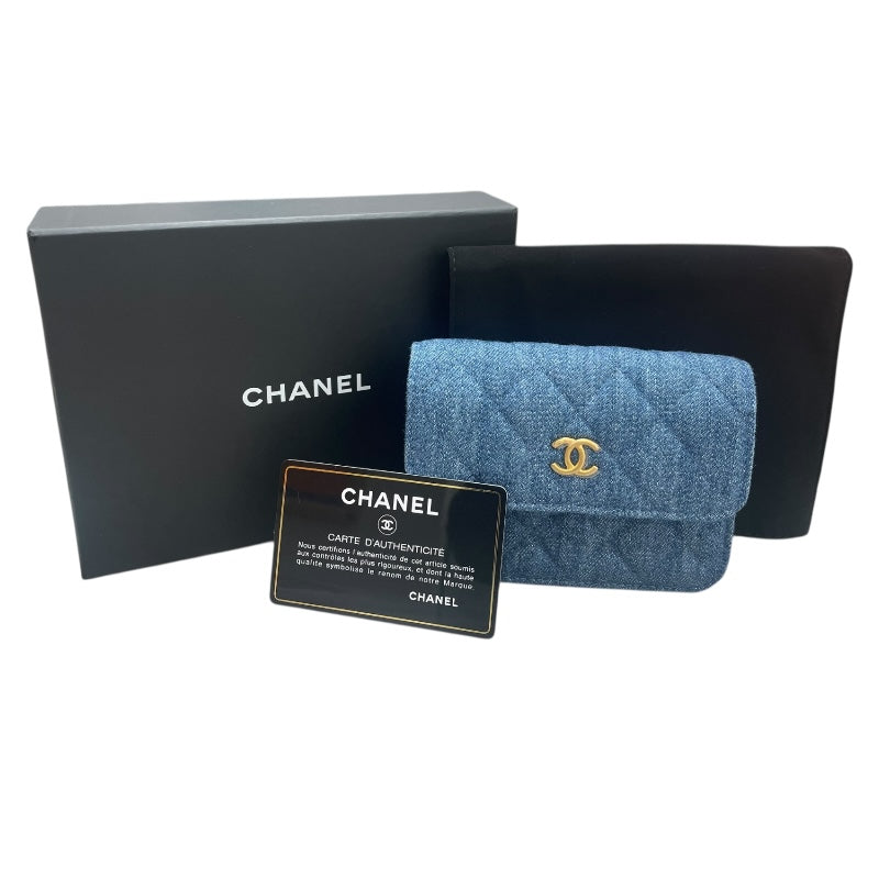 シャネル CHANEL マトラッセミニチェーンウォレット AP1628 デニム ゴールド金具 デニム レディース ウォレットチェーン