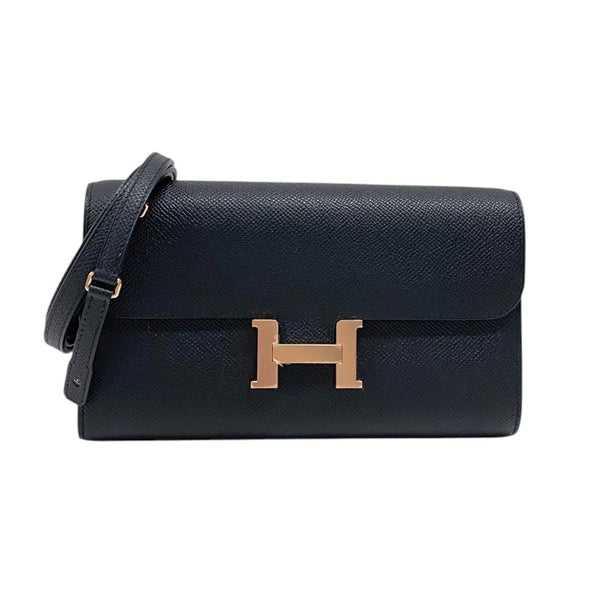 エルメス HERMES コンスタンストゥーゴー W刻 ブラック ピンクゴールド金具 エプソン レディース ショルダーバッグ クラッチバッグ
