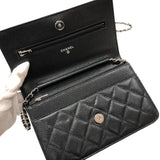 シャネル CHANEL マトラッセ チェーンウォレット AP0250 ブラック シルバー金具 キャビアスキン レディース ショルダーバッグ