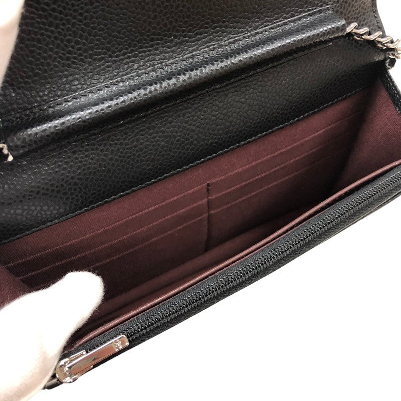 シャネル CHANEL マトラッセ チェーンウォレット AP0250 ブラック シルバー金具 キャビアスキン レディース ショルダーバッグ