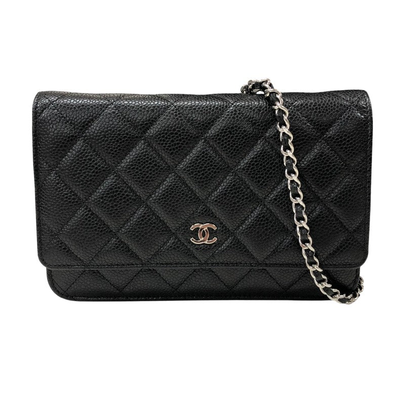 シャネル CHANEL マトラッセ チェーンウォレット AP0250 ブラック シルバー金具 キャビアスキン レディース ショルダーバッグ