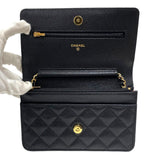 シャネル CHANEL マトラッセ チェーンウォレット AP0250 ブラック ゴールド金具 キャビアスキン レディース ショルダーバッグ クラッチバッグ