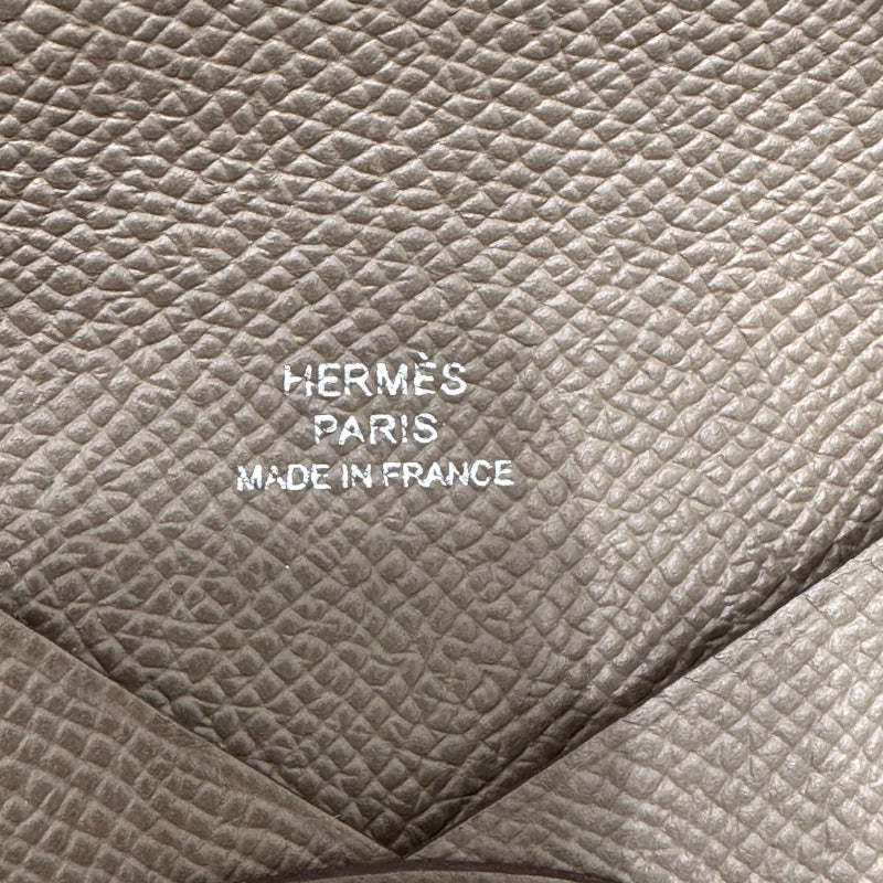 エルメス HERMES カルヴィ U刻印 エトゥープ エプソン ユニセックス カードケース