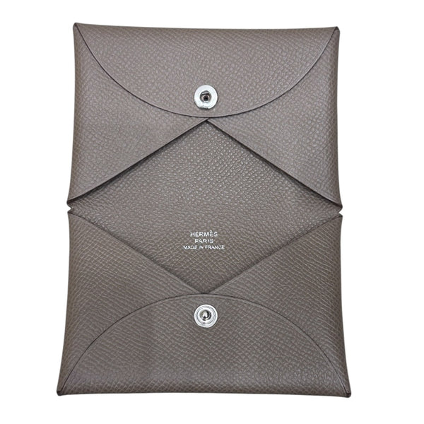 エルメス HERMES カルヴィ U刻印 エトゥープ エプソン ユニセックス カードケース