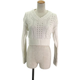 プラダ PRADA クロップドコットンニットシャツ P24R1I ホワイト コットン レディース ニット